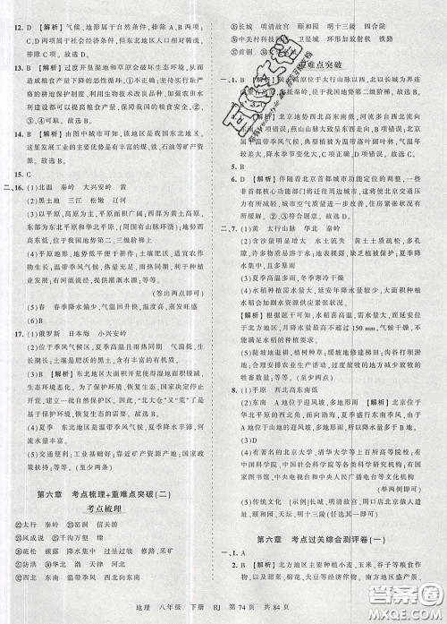 2020新版王朝霞考点梳理时习卷八年级地理下册人教版答案 2020新版王朝霞考点梳理时习卷八年级地理下册人教版答案