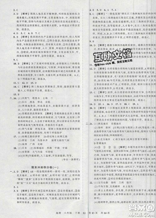 2020新版王朝霞考点梳理时习卷八年级地理下册人教版答案 2020新版王朝霞考点梳理时习卷八年级地理下册人教版答案