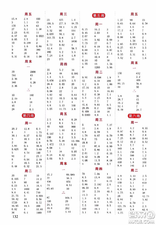 延边人民出版社2020年小学生励耘速算五年级下册人教版浙江专版参考答案