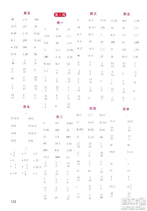 延边人民出版社2020年小学生励耘速算六年级下册人教版浙江专版参考答案