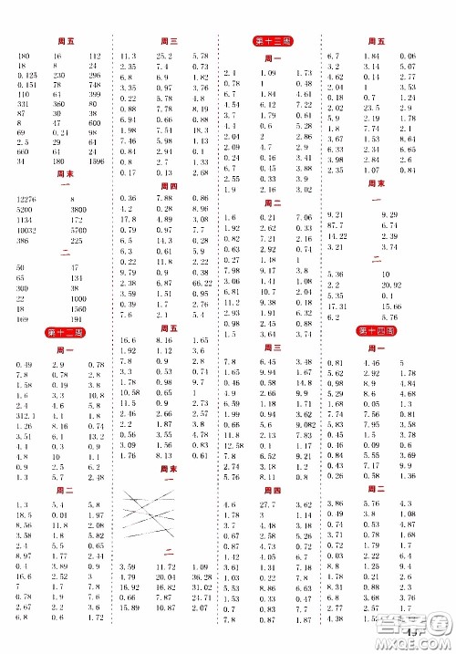 延边人民出版社2020年小学生励耘速算四年级下册人教版浙江专版参考答案