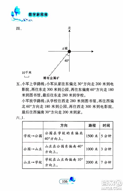 二十一世纪出版社2020年数学新思维四年级下册参考答案