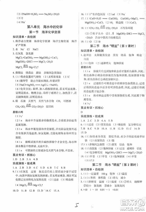 2020智学岛四维文化中考档案初中同步学案导学九年级化学下册青岛专用答案