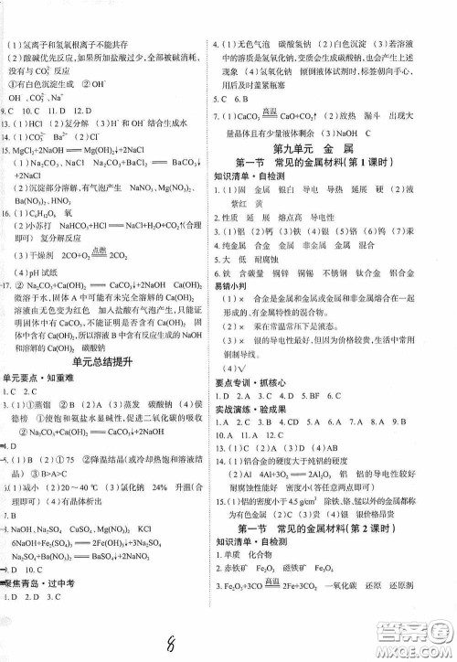 2020智学岛四维文化中考档案初中同步学案导学九年级化学下册青岛专用答案