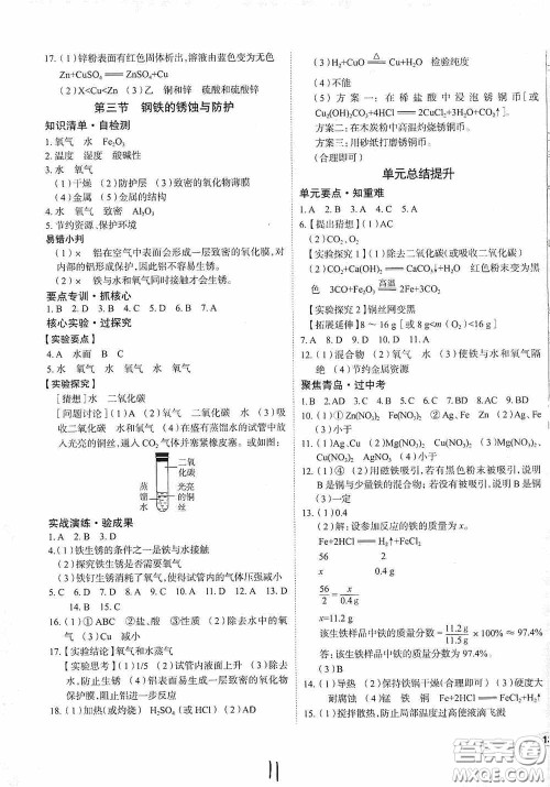 2020智学岛四维文化中考档案初中同步学案导学九年级化学下册青岛专用答案