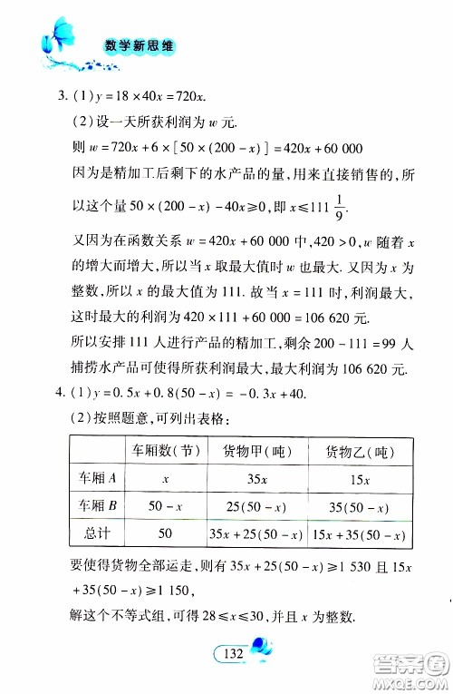 二十一世纪出版社2020年数学新思维八年级下册参考答案