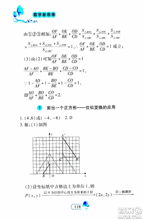 二十一世纪出版社2020年数学新思维九年级下册参考答案