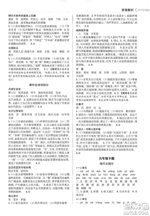 2020智学岛四维文化中考档案初中总复习学案导学A版精练册语文青岛版答案