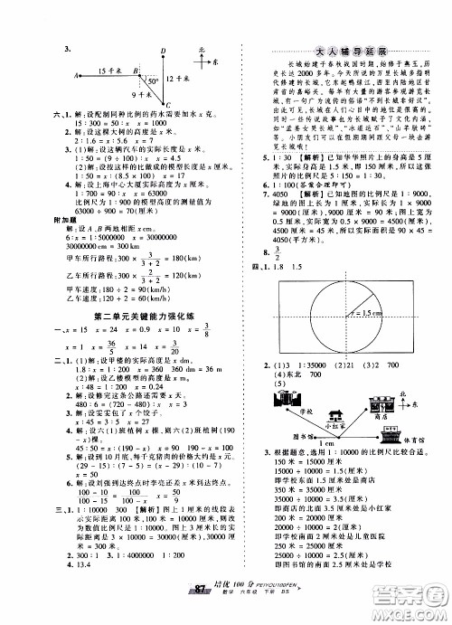 2020年王朝霞培优100分数学六年级下册BS北师版参考答案