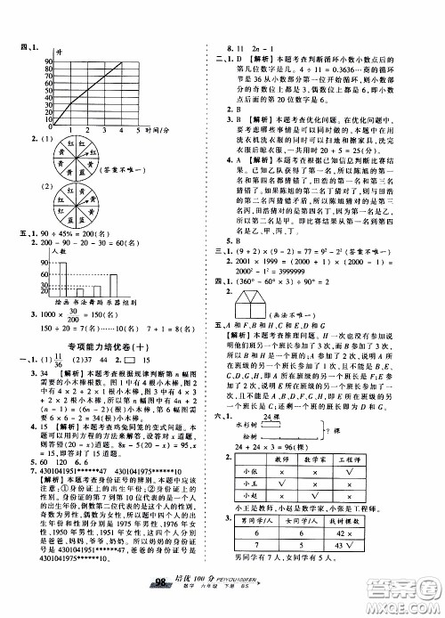 2020年王朝霞培优100分数学六年级下册BS北师版参考答案