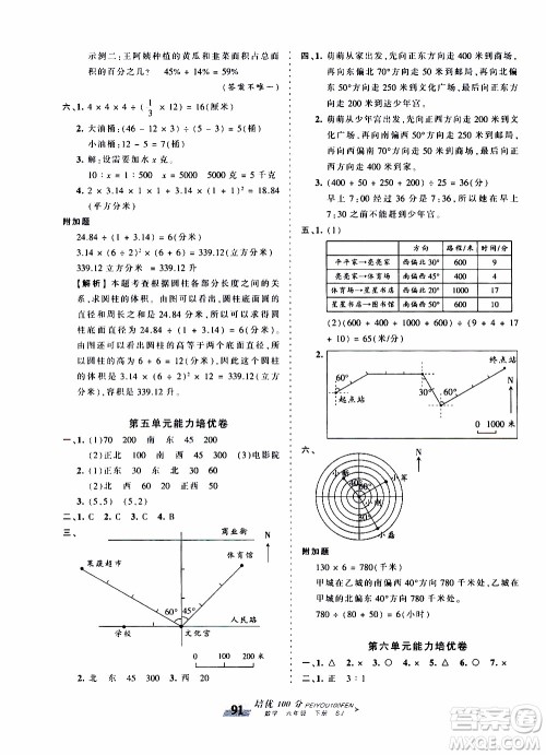 2020年王朝霞培优100分数学六年级下册SJ苏教版参考答案 2020年王朝霞培优100分数学六年级下册SJ苏教版参考答案
