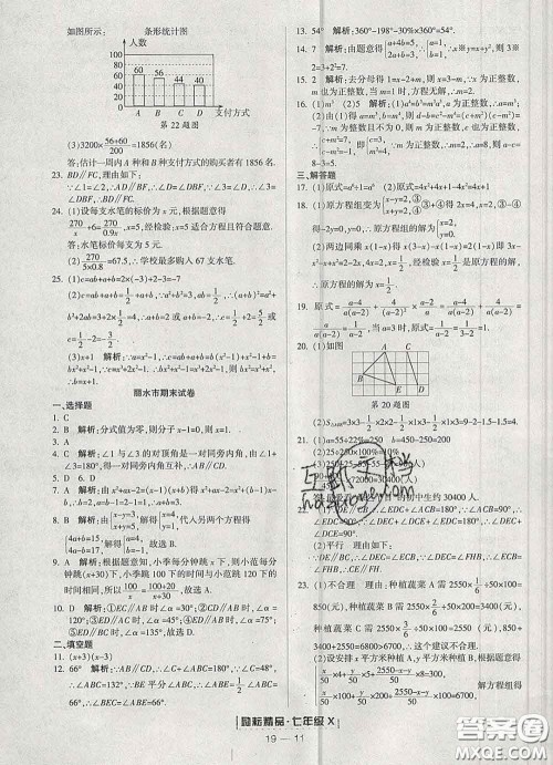 2020春励耘书业浙江期末七年级数学下册浙教版答案