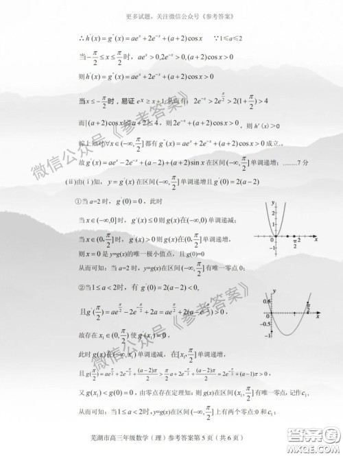 芜湖市2019-2020学年度第二学期高三年级教育教学质量监测理科数学试题及答案