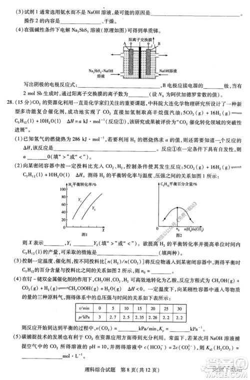 天一大联考2019-2020学年高中毕业班阶段性测试五理科综合试题及答案