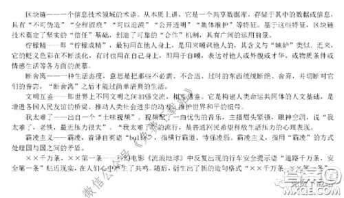 2020年金榜教育高三五月联考F020语文试题及答案