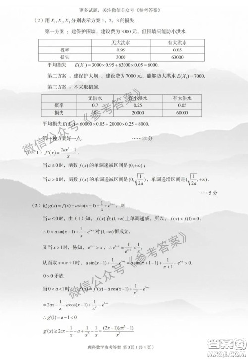 2020年武汉市部分学校高三在线学习摸底检测理科数学答案 2020年武汉市部分学校高三在线学习摸底检测理科数学答案