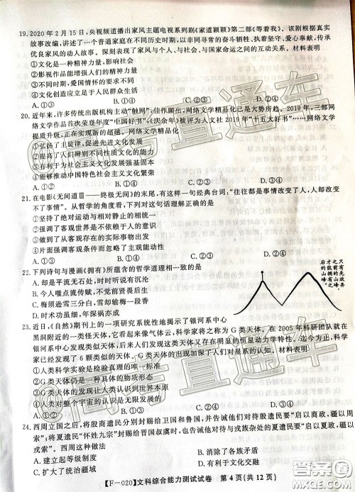 2020年皖江名校联盟高三第六次联考文科综合试题及答案