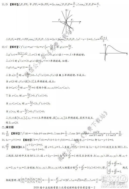 2020届湘赣皖长郡十五校高三联考第二次考试理科数学试题及答案