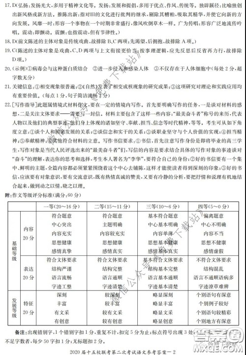 2020届湘赣皖长郡十五校高三联考第二次考试语文试题及答案