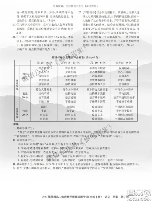 百校联盟2020届5月高三联考全国一卷语文答案 百校联盟2020届5月高三联考全国一卷语文答案