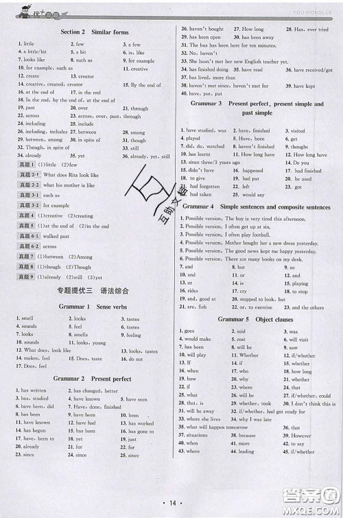 浙江人民出版社2020春优+攻略八年级英语下册外研版答案