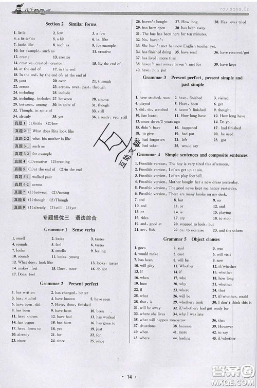 浙江人民出版社2020春优+攻略八年级英语下册外研版答案