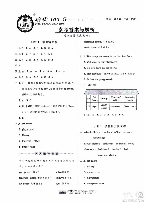 2020年王朝霞培优100分英语四年级下册PEP人教版参考答案