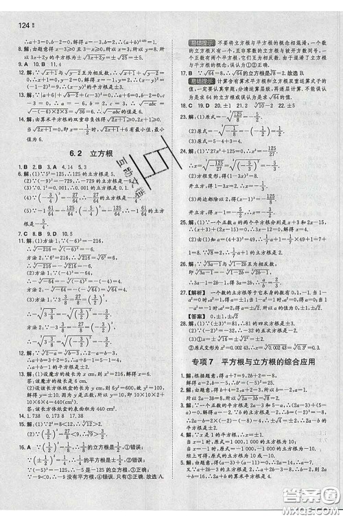 2020新版一本同步训练初中数学七年级下册人教版答案 2020新版一本同步训练初中数学七年级下册人教版答案