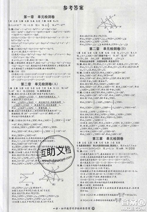 2020新版一本同步训练初中数学七年级下册北师版答案 2020新版一本同步训练初中数学七年级下册北师版答案
