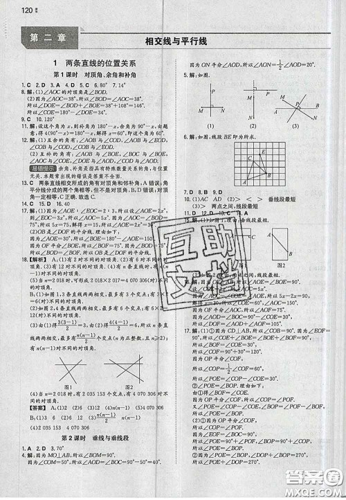 2020新版一本同步训练初中数学七年级下册北师版答案 2020新版一本同步训练初中数学七年级下册北师版答案