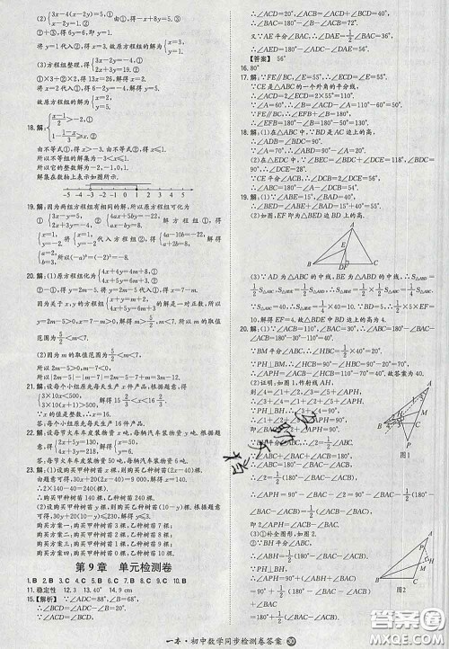 2020新版一本同步训练初中数学七年级下册华师版答案