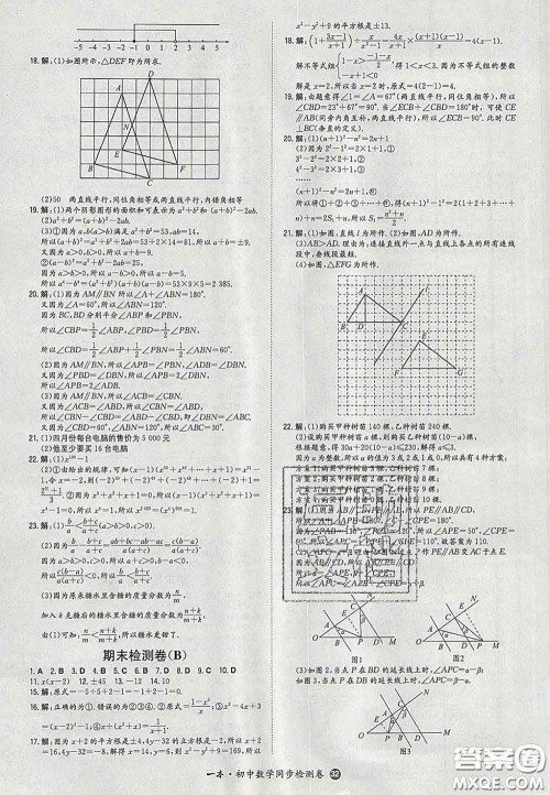 2020新版一本同步训练初中数学七年级下册沪科版安徽专版答案