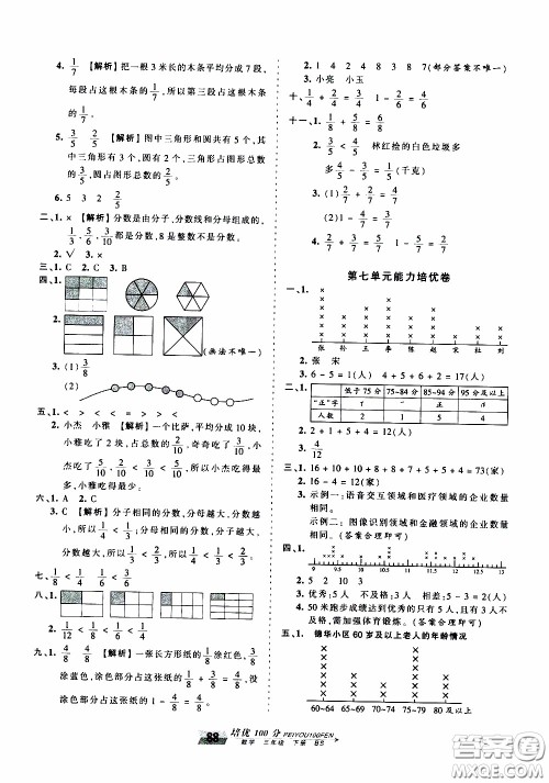 2020年王朝霞培优100分数学三年级下册BS北师版参考答案