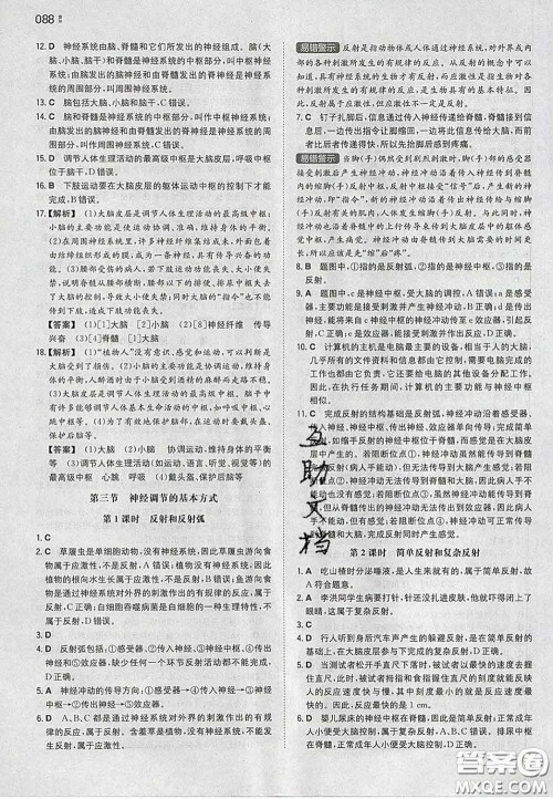 2020新版一本同步训练初中生物七年级下册人教版答案 2020新版一本同步训练初中生物七年级下册人教版答案