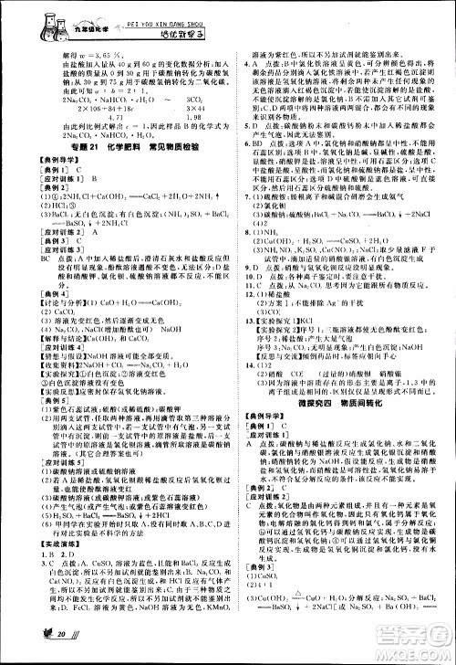 崇文教育2020年培优新帮手化学9年级参考答案