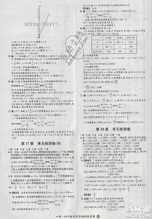 2020新版一本同步训练初中数学八年级下册华师版答案 2020新版一本同步训练初中数学八年级下册华师版答案