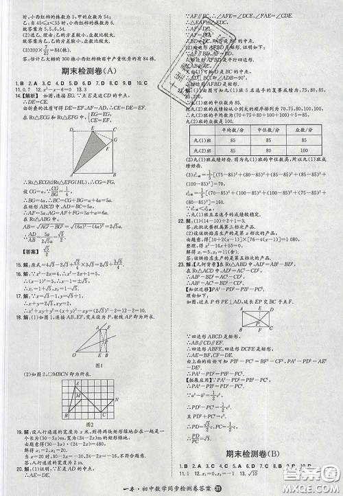 2020新版一本同步训练初中数学八年级下册沪科版安徽专版答案 2020新版一本同步训练初中数学八年级下册沪科版安徽专版答案