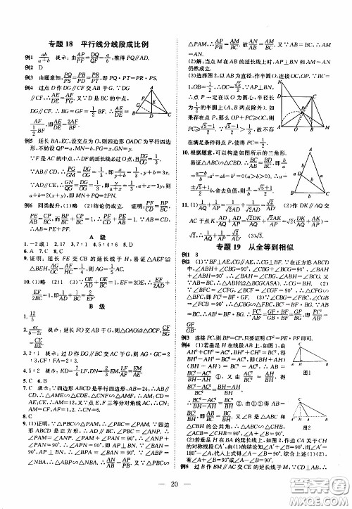 崇文教育2020年培优新帮手数学9年级参考答案 崇文教育2020年培优新帮手数学9年级参考答案