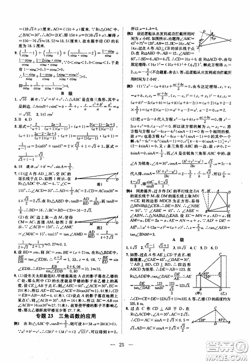 崇文教育2020年培优新帮手数学9年级参考答案