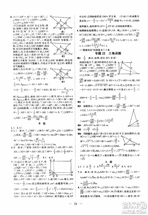 崇文教育2020年培优新帮手数学9年级参考答案