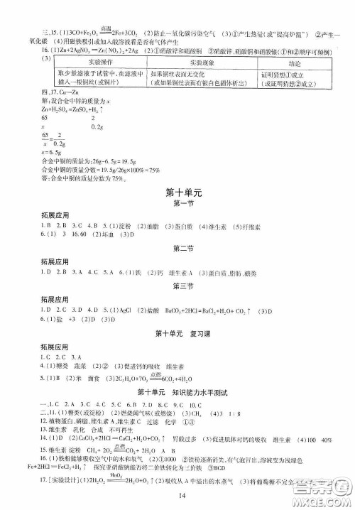 明天出版社2020智慧学习化学九年级全一册答案 明天出版社2020智慧学习化学九年级全一册答案