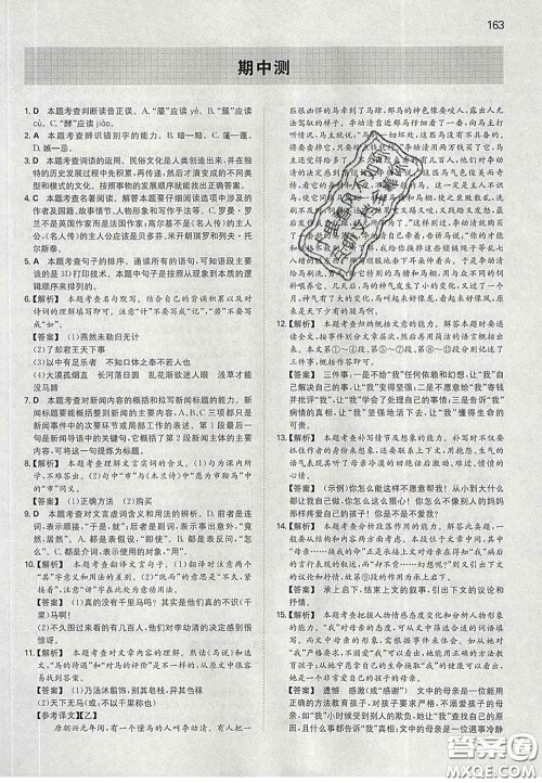 2020新版一本同步训练初中语文九年级下册人教版答案