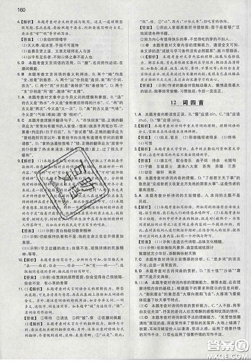 2020新版一本同步训练初中语文九年级下册人教版答案