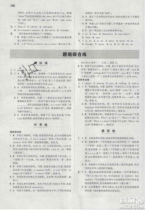 2020新版一本同步训练初中英语九年级下册外研版答案