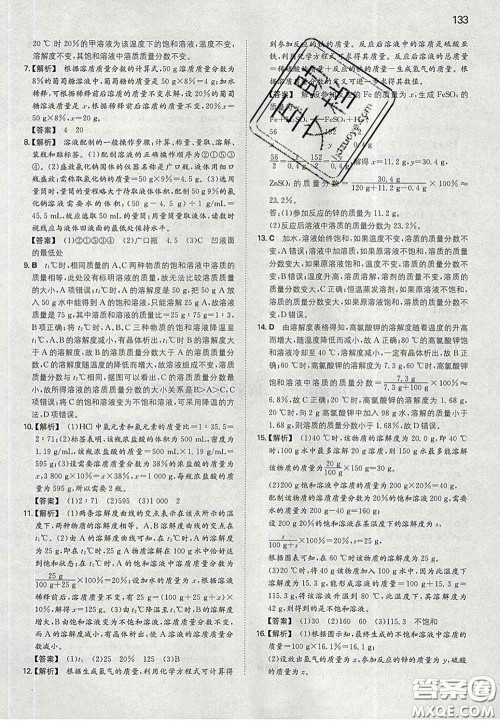 2020新版一本同步训练初中化学九年级下册人教版答案