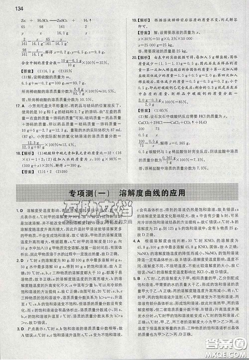 2020新版一本同步训练初中化学九年级下册人教版答案