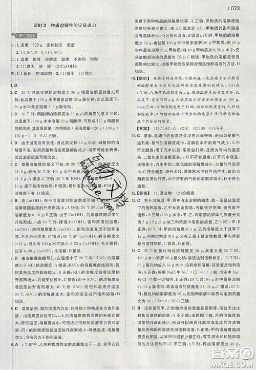 2020新版一本同步训练初中化学九年级下册沪教版答案 2020新版一本同步训练初中化学九年级下册沪教版答案