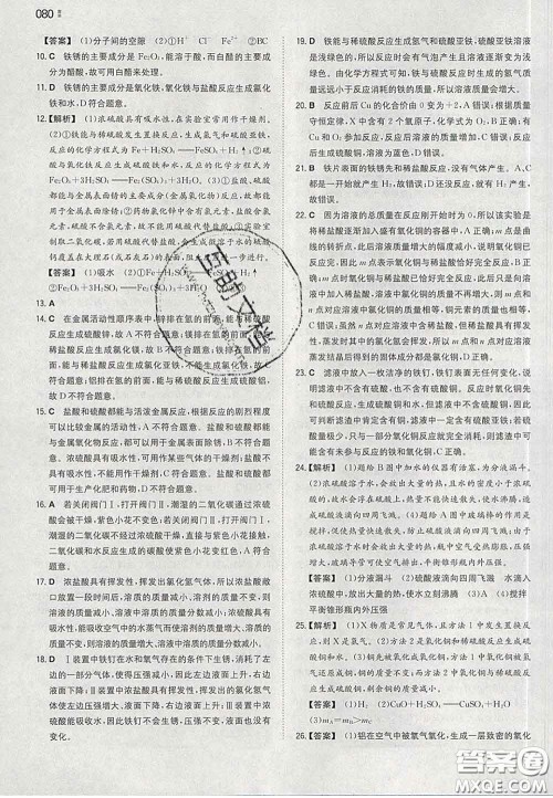 2020新版一本同步训练初中化学九年级下册沪教版答案 2020新版一本同步训练初中化学九年级下册沪教版答案