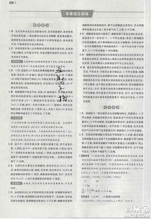 2020新版一本同步训练初中化学九年级下册沪教版答案