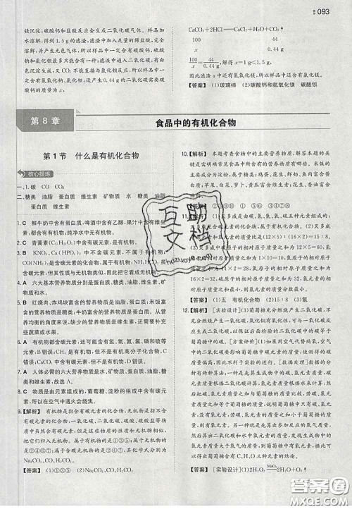 2020新版一本同步训练初中化学九年级下册沪教版答案